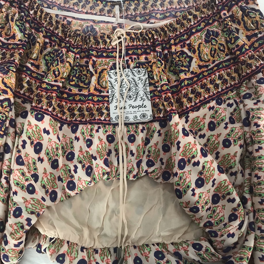 “Sunny Road” silky peasant blouse by Free People, size XS